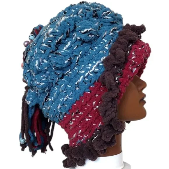 Slouchy, Boho Hat OOAK Handmade Crochet Free Hand Women's One Size - Picture 8 of 11